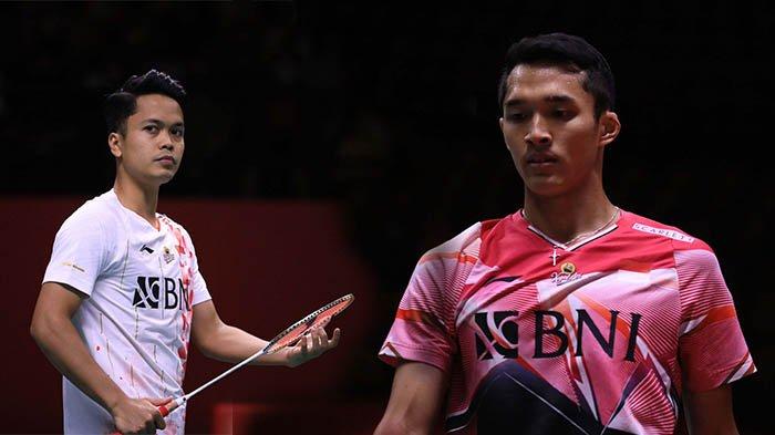 Ilustrasi Jonathan Dan Ginting Sedang Bersiap Hadapi Turnamen Di Singapore Open 2023